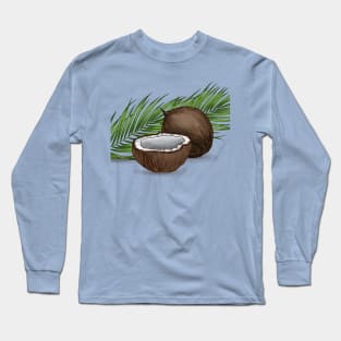 Hand Drawn Coconut Illustration Long Sleeve T-Shirt